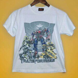 Vintage 2007 Transformers White Youth T-shirt Graphic Print